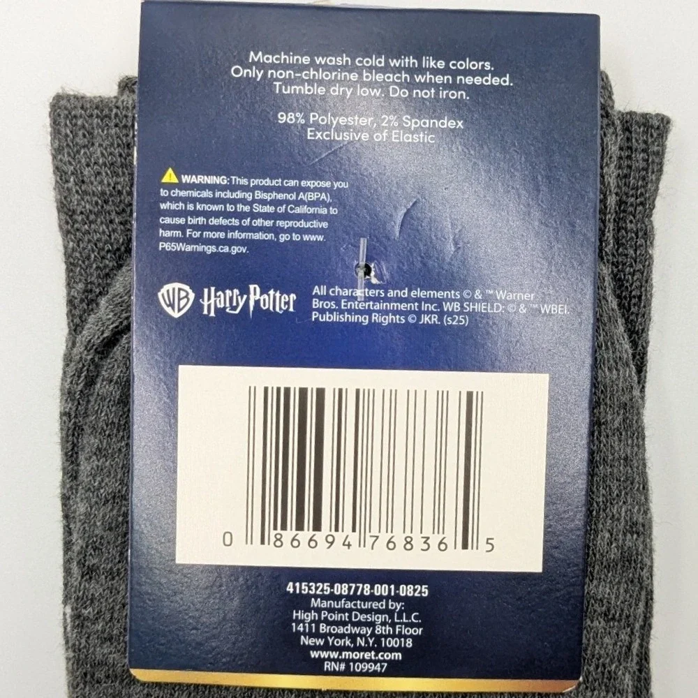 Harry Potter I Solemnly Swear Gray Crew Socks Marauders Map Mens 6.5-12 NEW